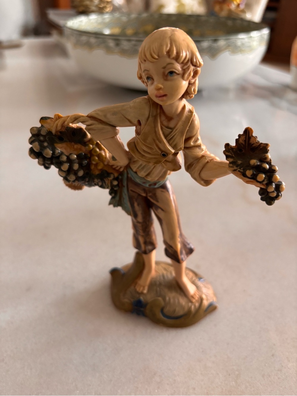 Vintage Fontanini Simonelli Resin Grape Boy Figurine 721 Depose Italy